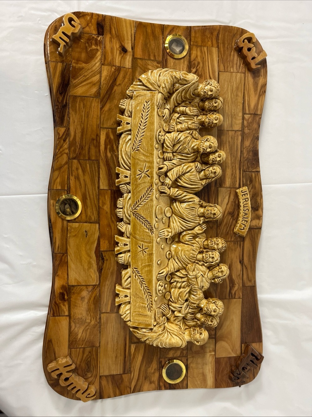 Source Unknown Gold and Brown The Last Supper Wall Plaque